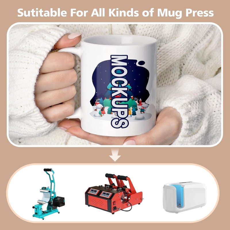 Dmsky Sublimation Mugs 11 OZ Blank Bulk Coffee Mug White Ceramic Photo Cups Tazas Para Sublimation Cup 12 pack With Box, Heat Tape, sublimation paper Ideal for Crafts and Printing - Image 5